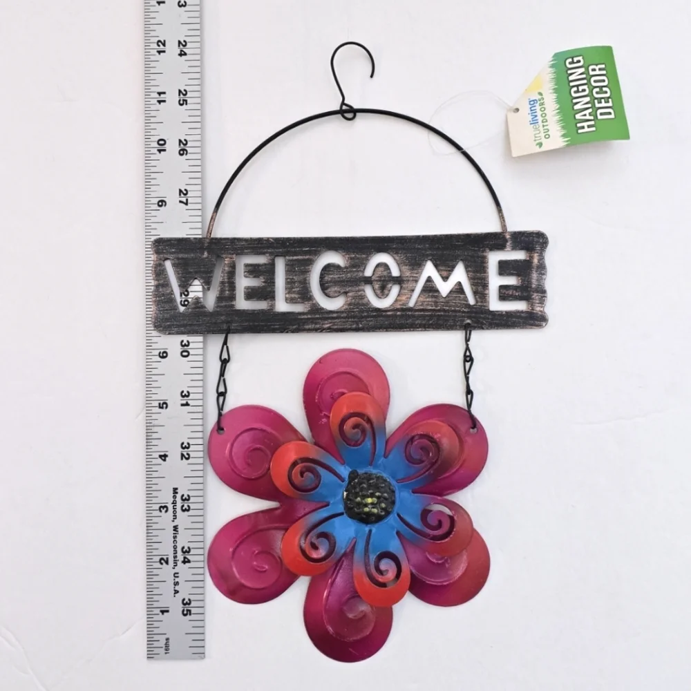 NWT Rustic Metal Welcome Sign Outdoor Indoor Garden Trend Hanging Home Decor - Picture 2 of 5